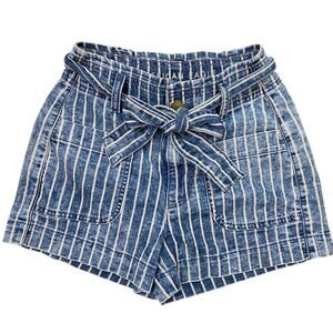 American Eagle Stretch Highest Waist Mom Paper Bag Shorts Striped 00